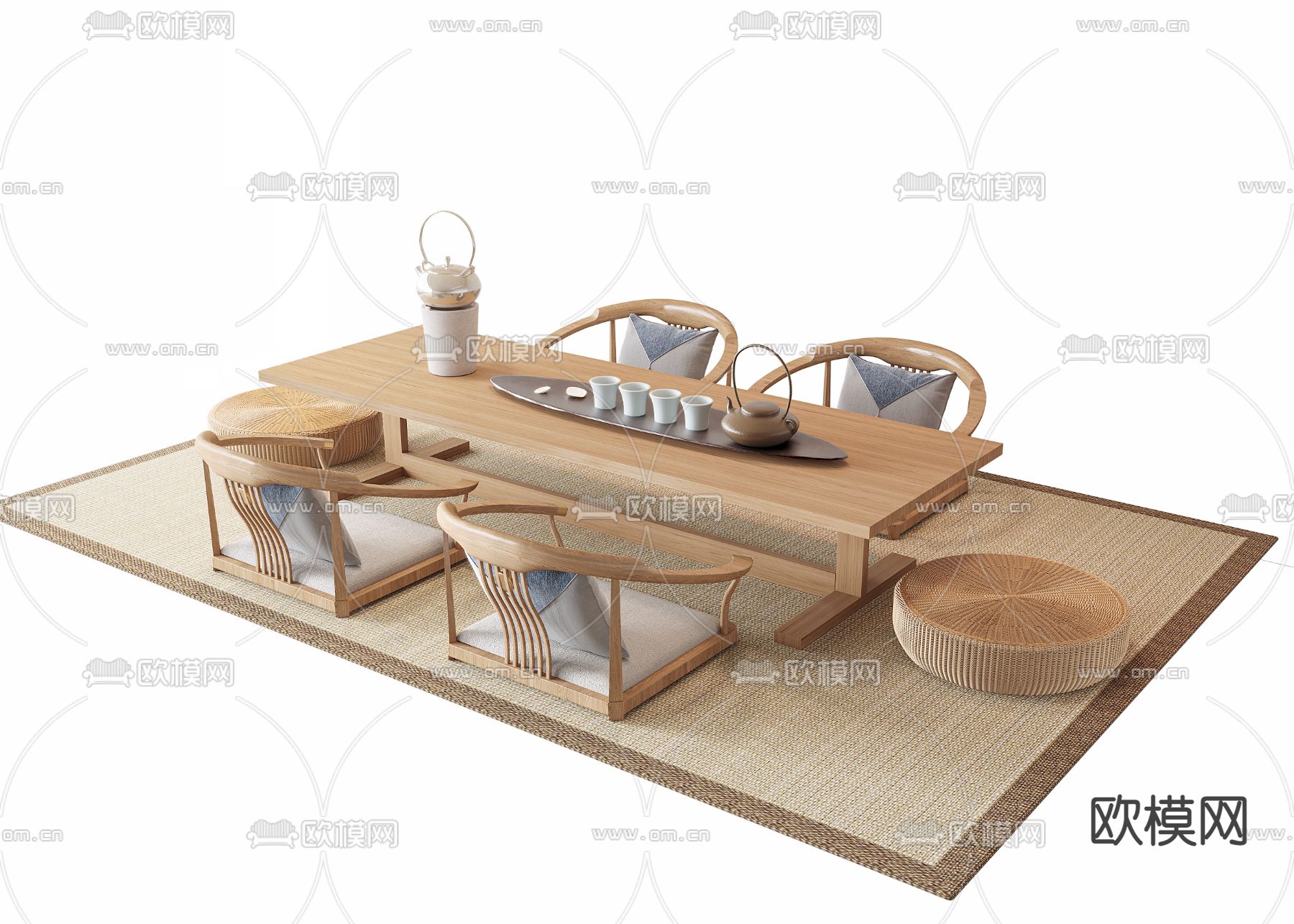 日式茶台 榻榻米茶桌3d模型下载