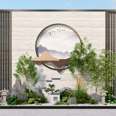  竹子植物堆su模型 