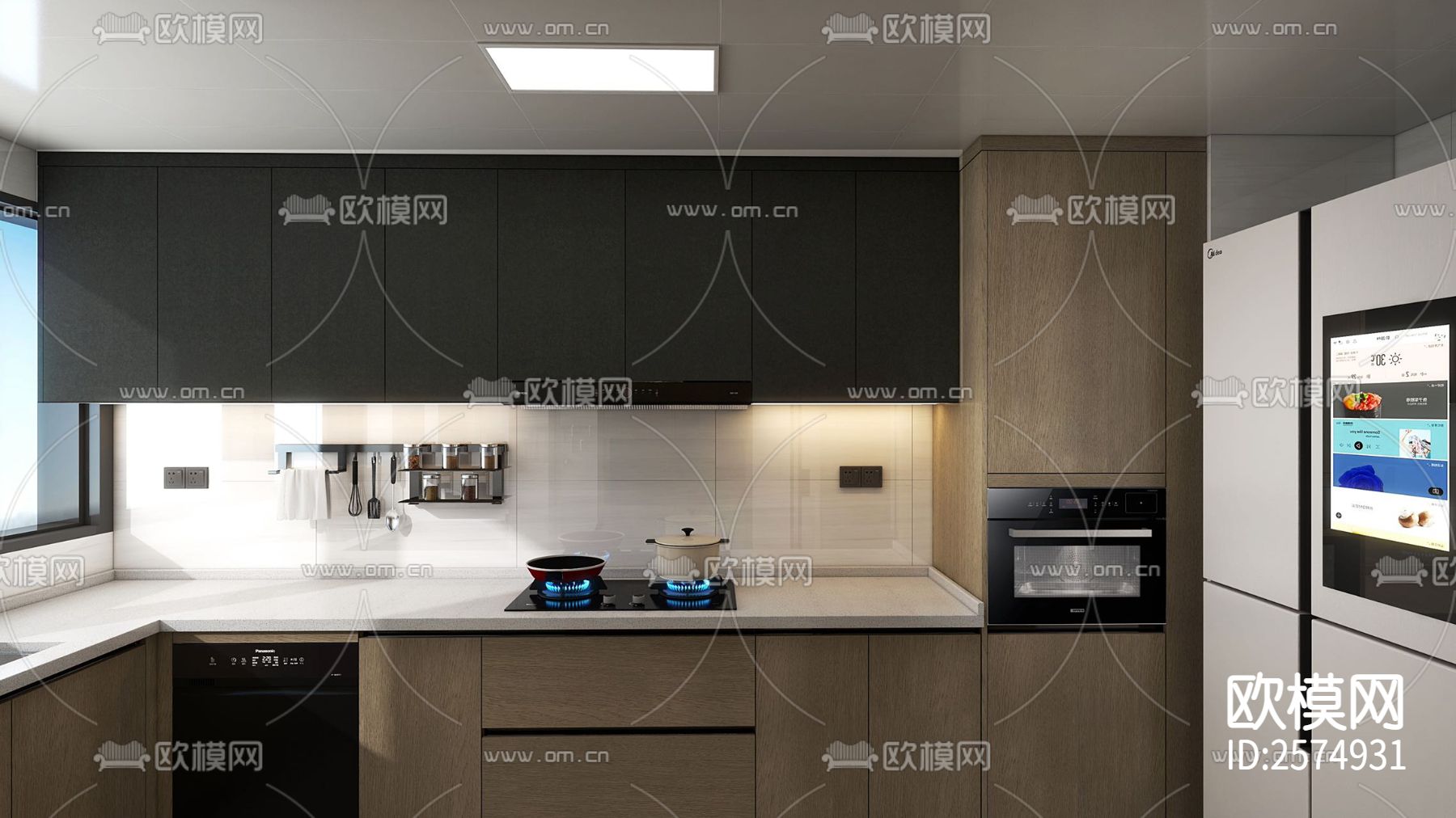 190平现代家装CAD施工图下载（渲染图5）