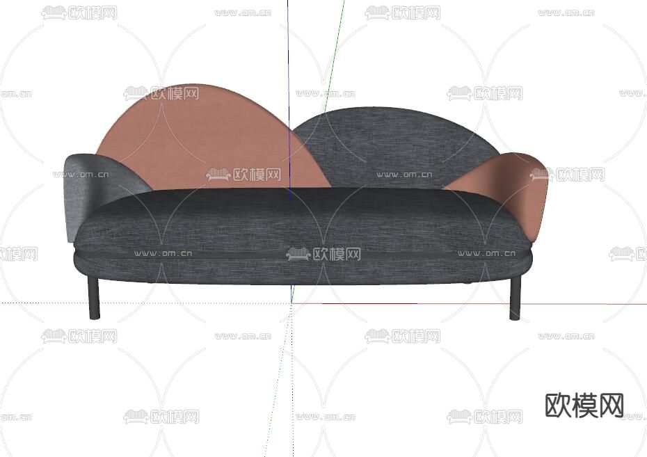 现代多人沙发su模型下载（渲染图2）