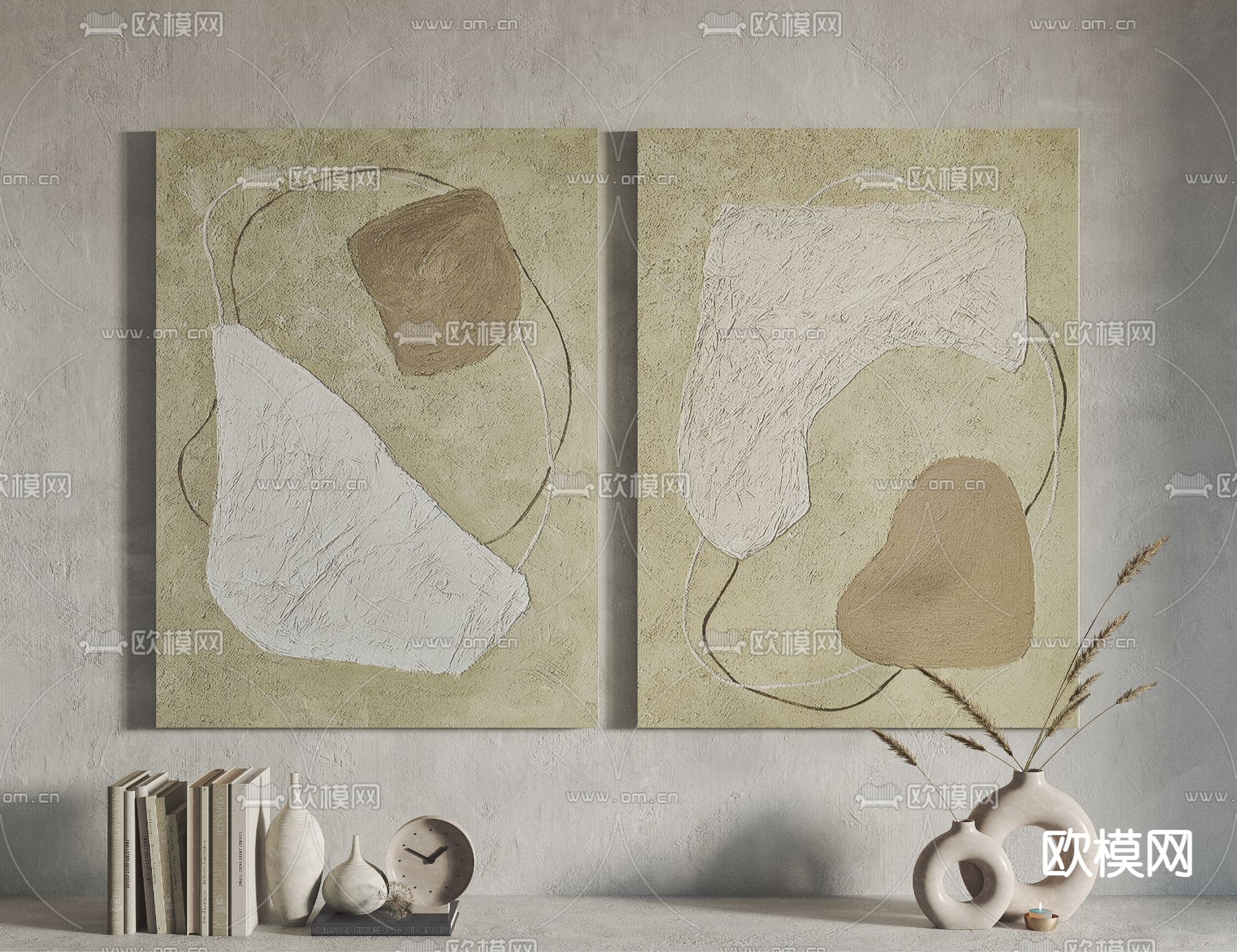侘寂装饰画su模型下载（渲染图1）