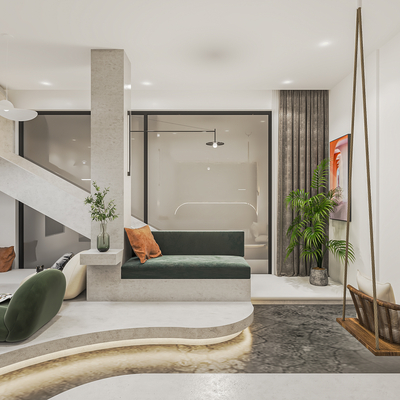  侘寂民宿大厅su模型 