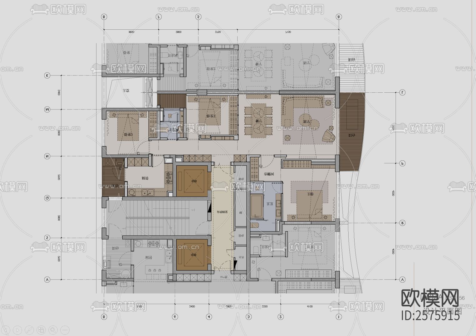 120㎡大平层样板房CAD施工图