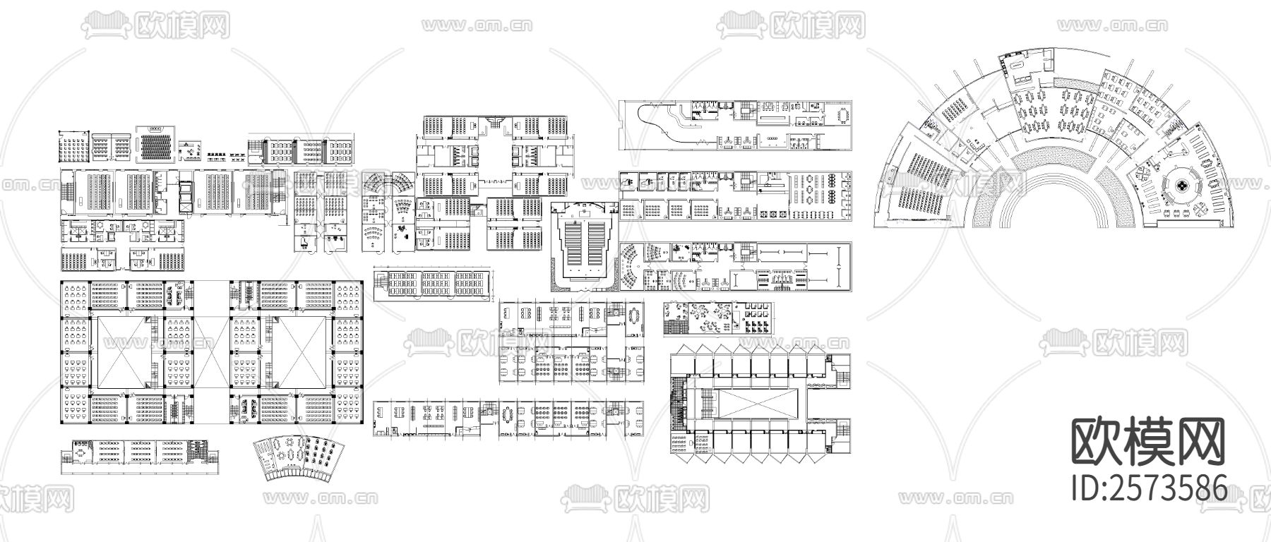教室家具CAD图库