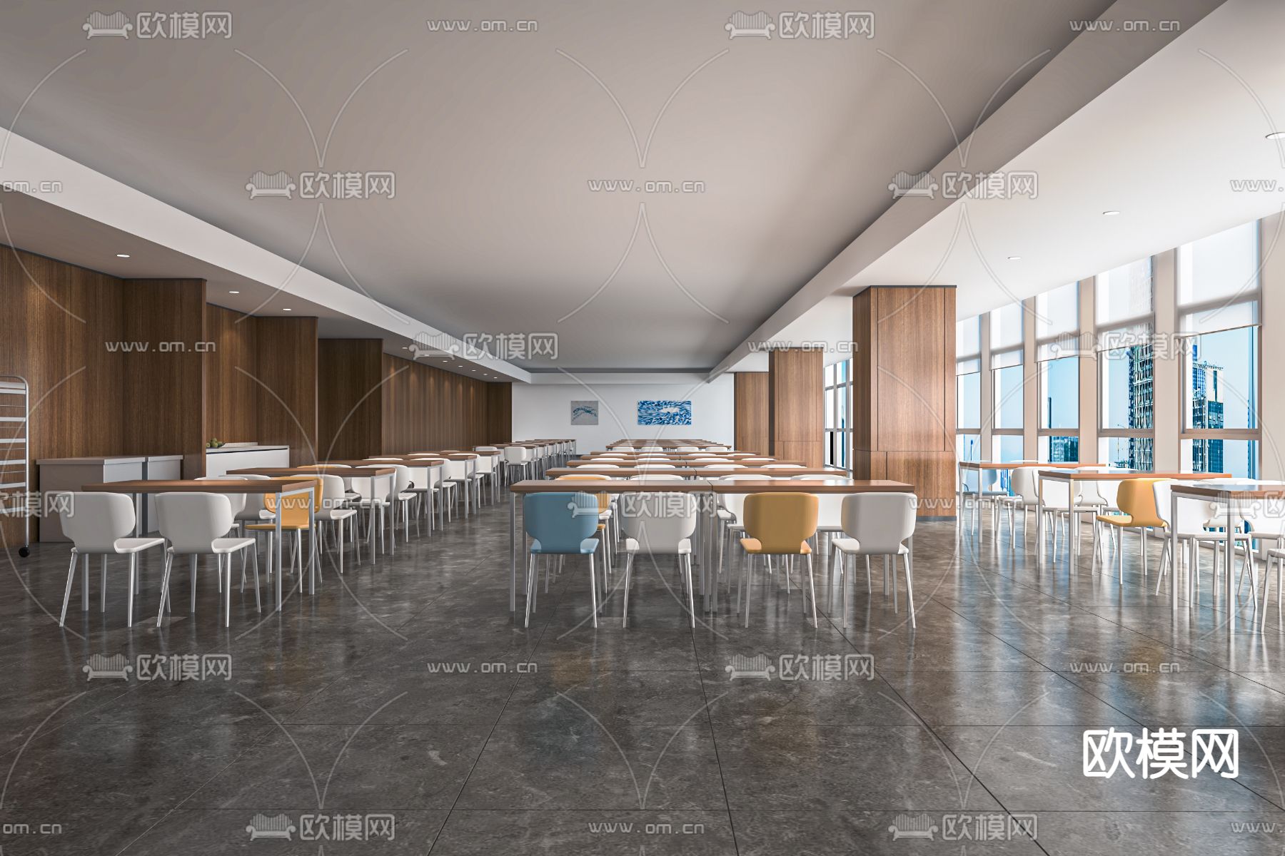 学生食堂 员工餐厅su模型下载