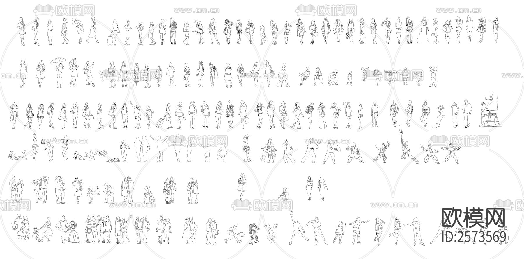 各种人物CAD图库下载（渲染图2）