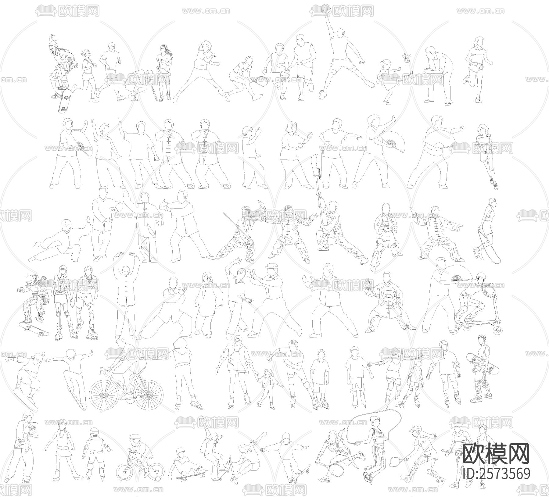 各种人物CAD图库下载（渲染图4）