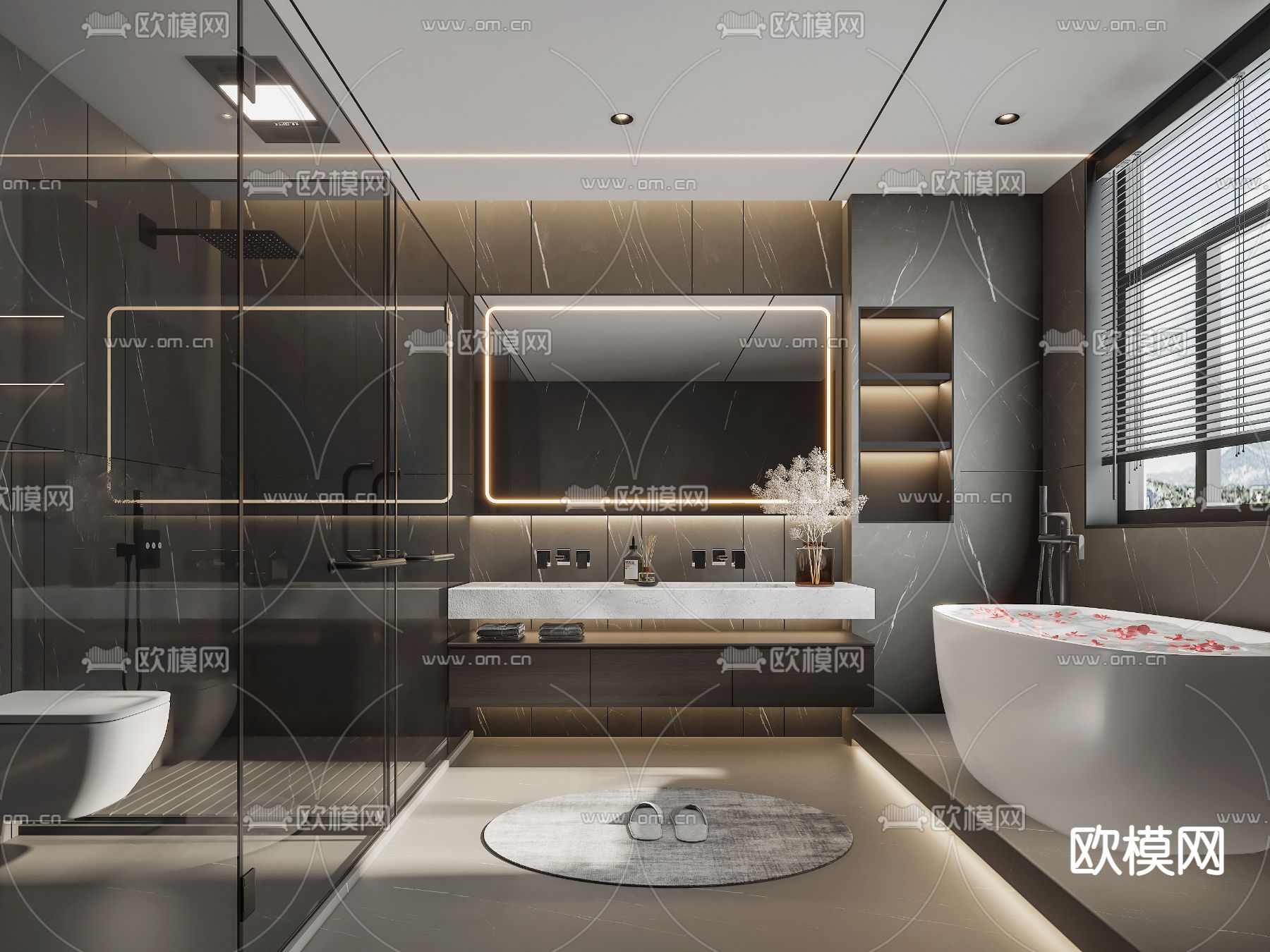 轻奢卫生间 浴室 洗手间3d模型下载