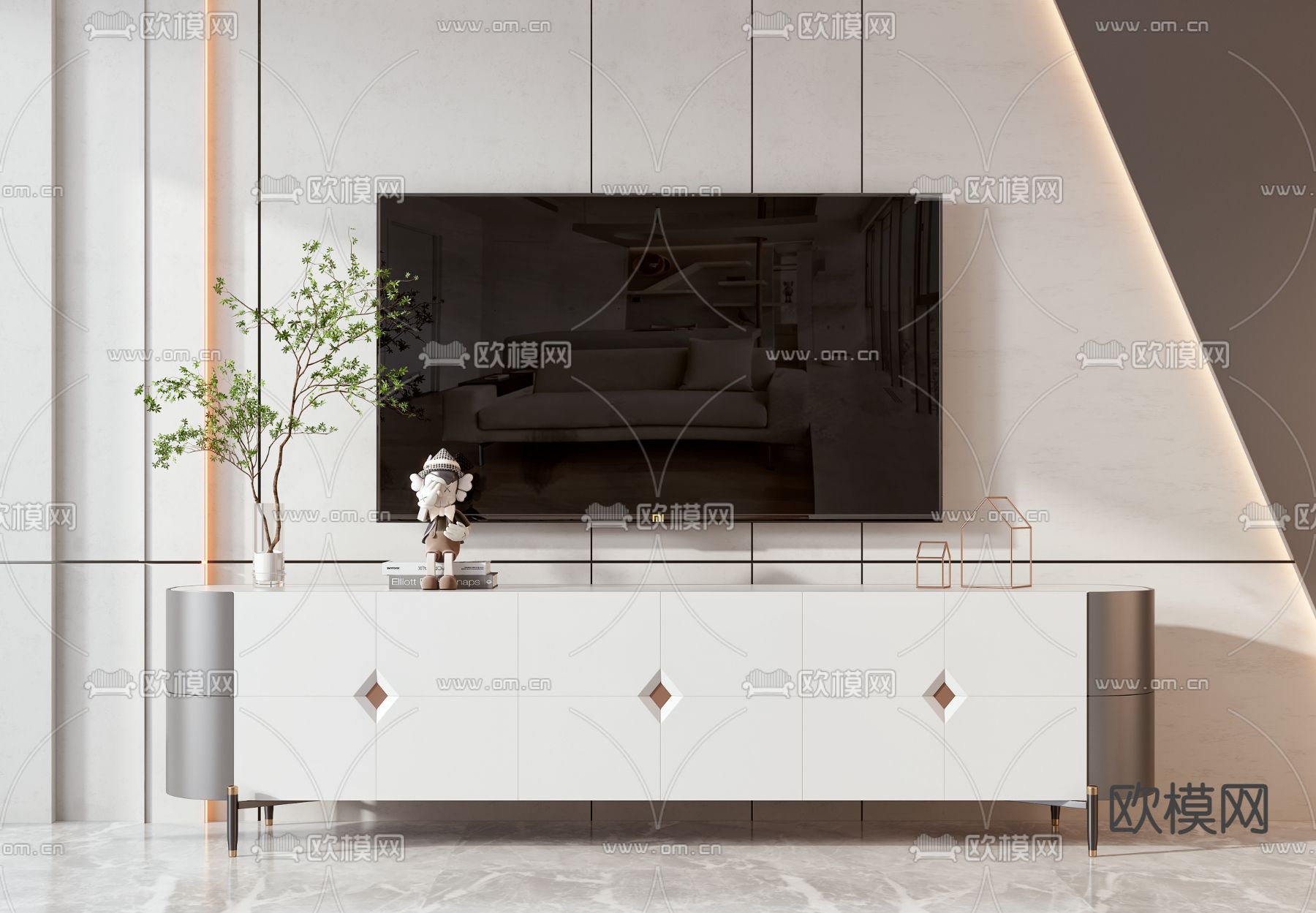 现代电视柜3d模型下载