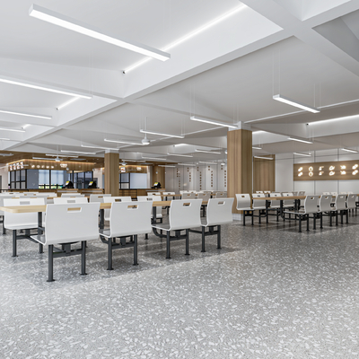  学生食堂 员工餐厅su模型 