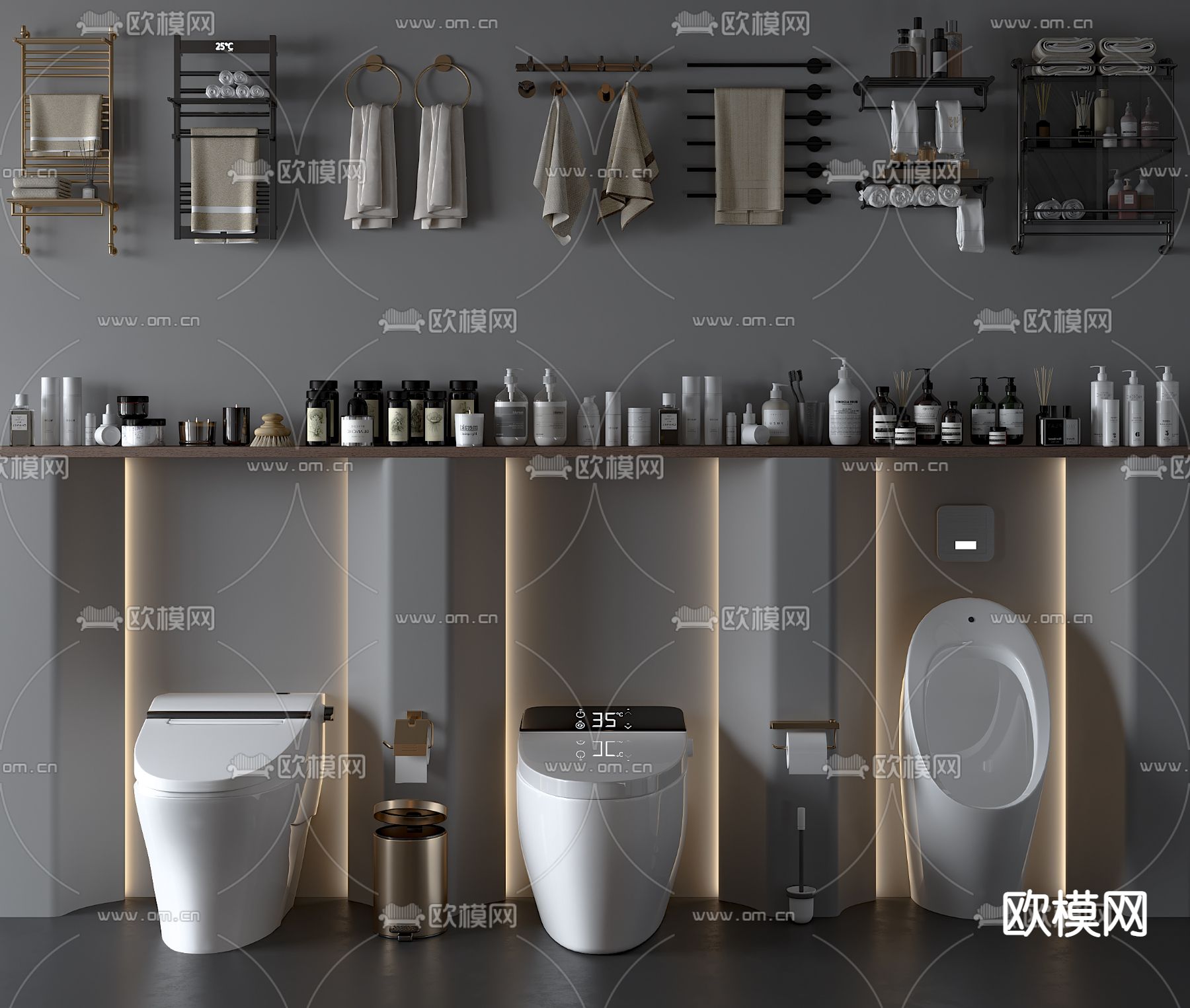 洗涤用品 毛巾架 便器su模型下载（渲染图1）