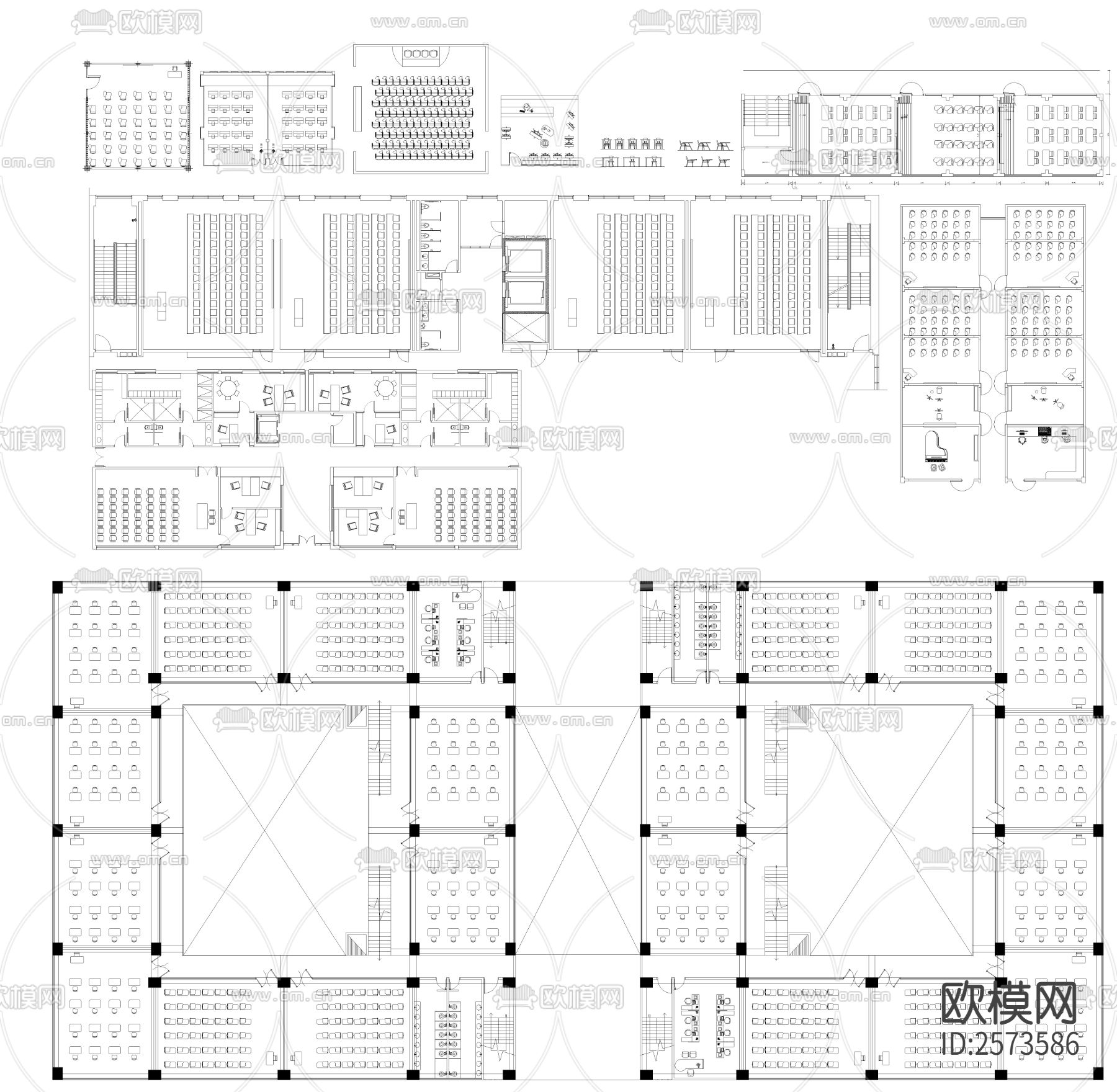 教室家具CAD图库