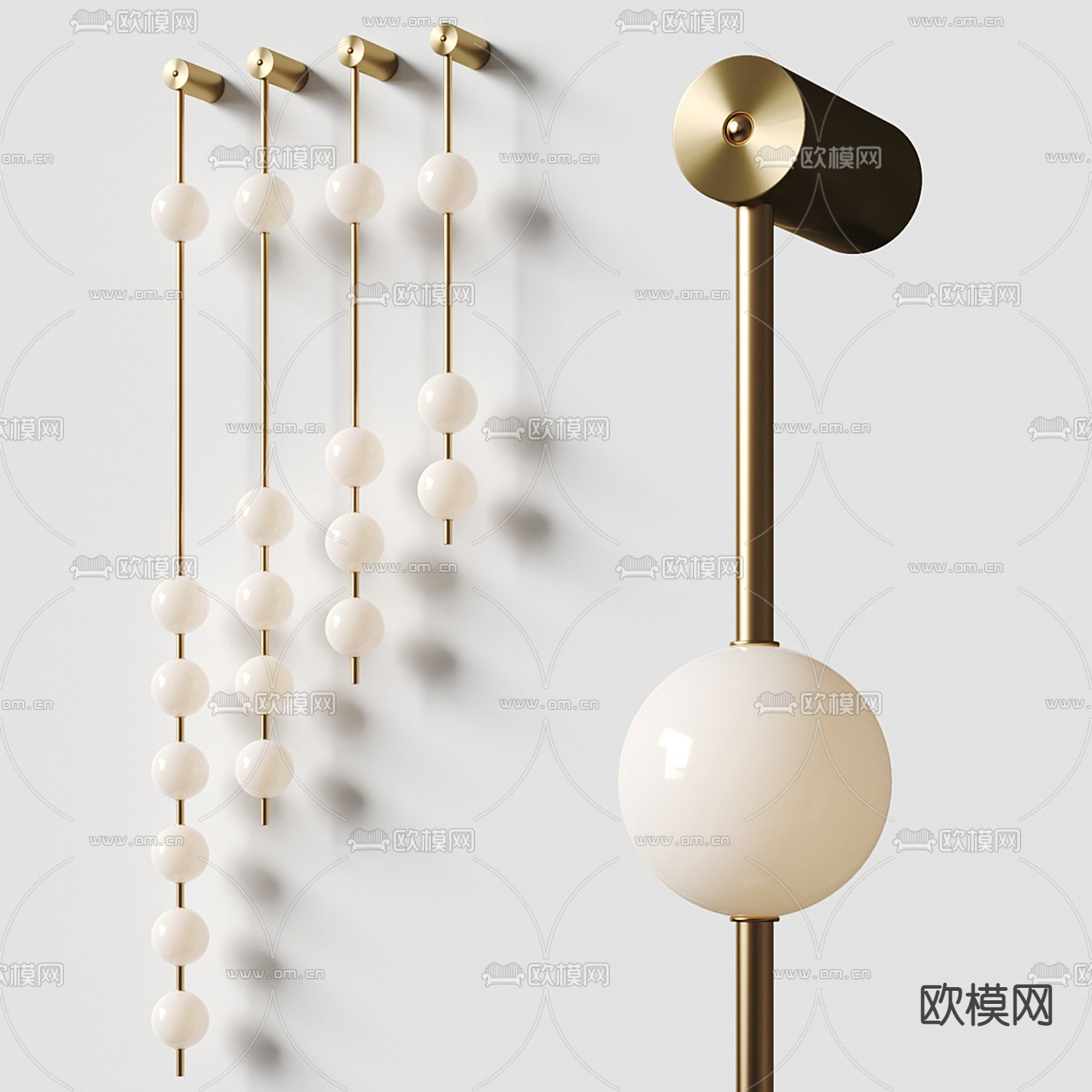 艺术壁灯 串珠壁灯3d模型下载_ID14025442_3dmax免费模型-欧模网