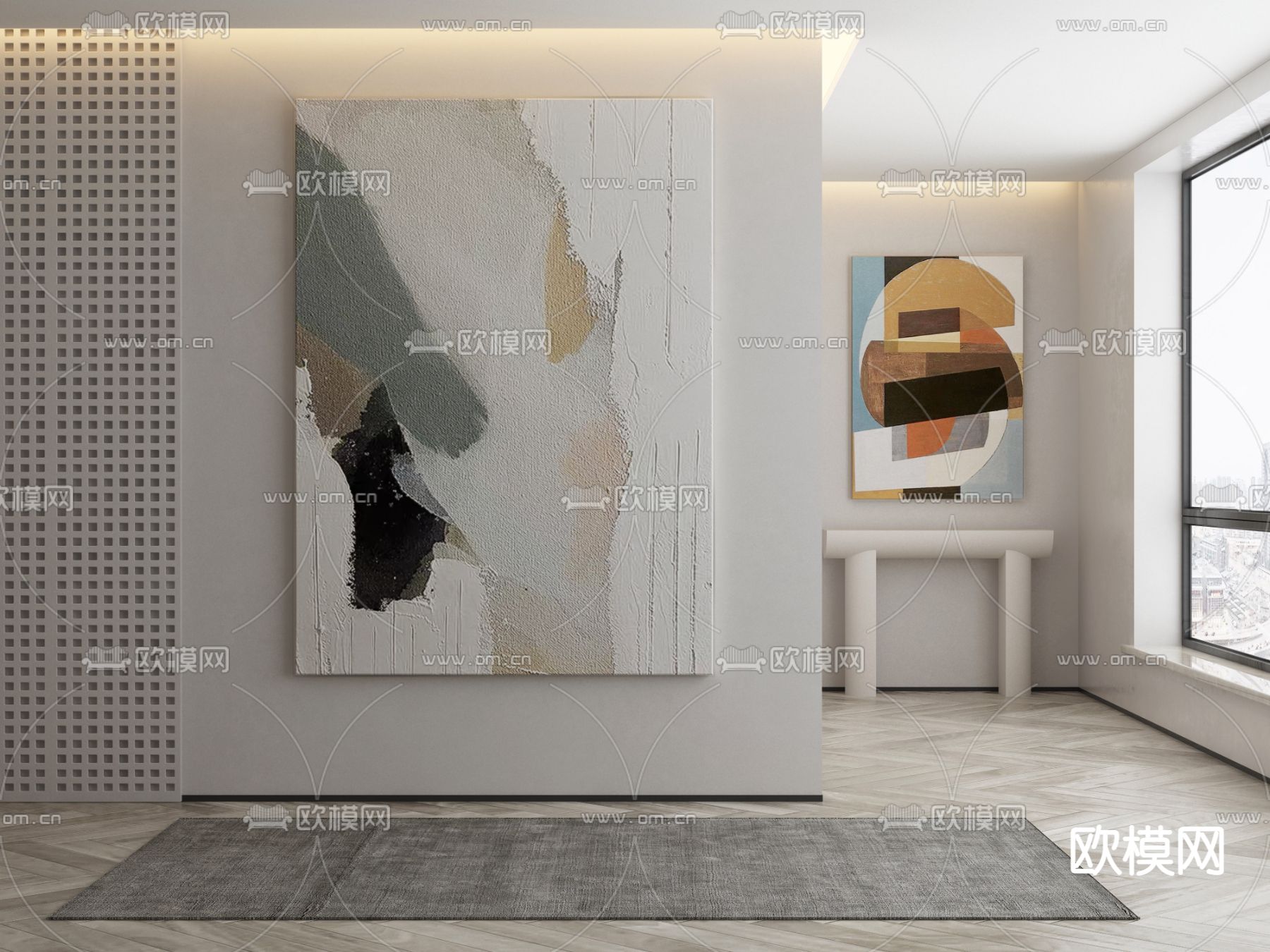 侘寂装饰画 油画3d模型下载