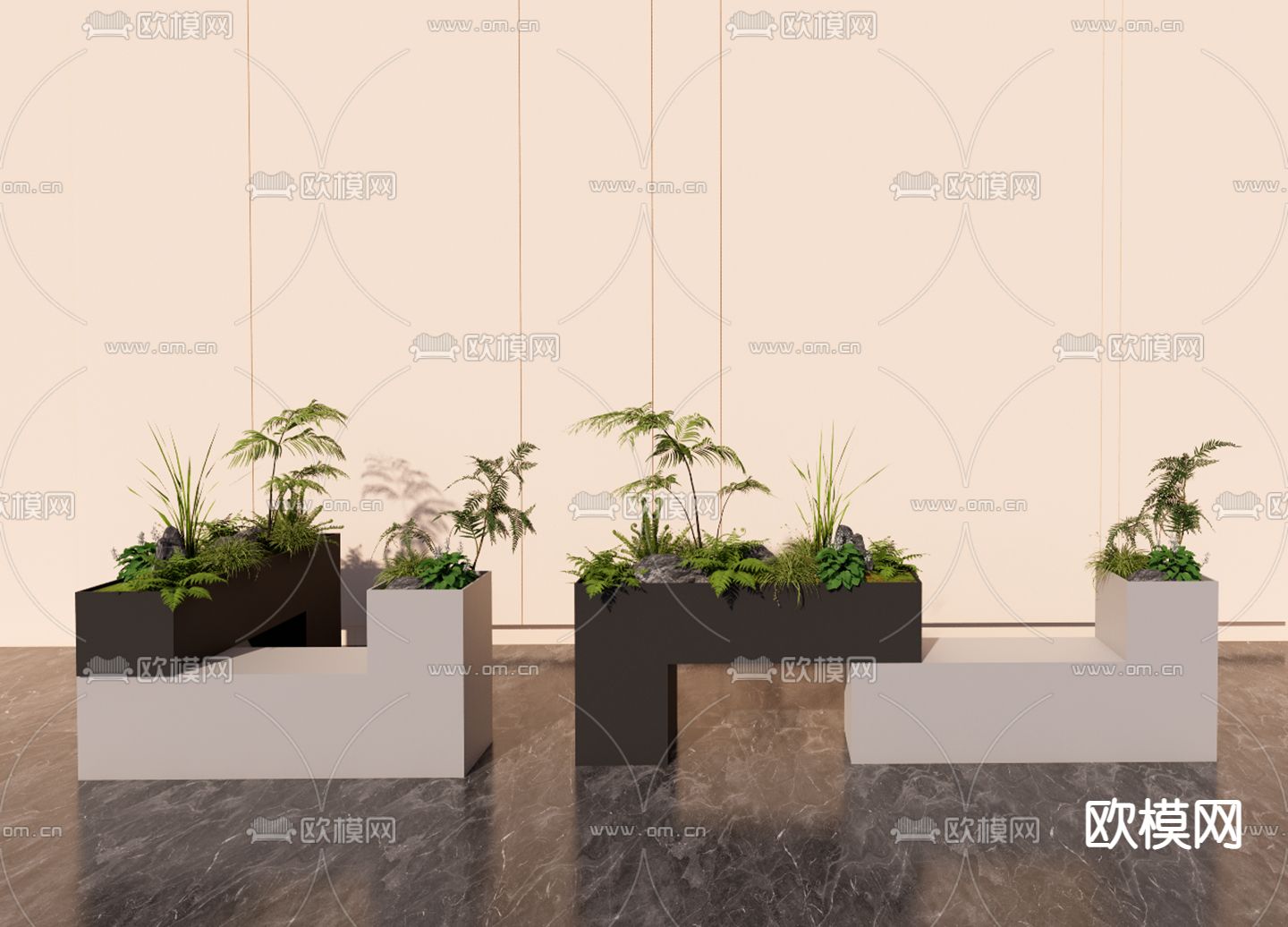 花箱 花坛su模型下载（渲染图1）