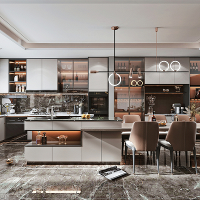  轻奢厨房su模型 