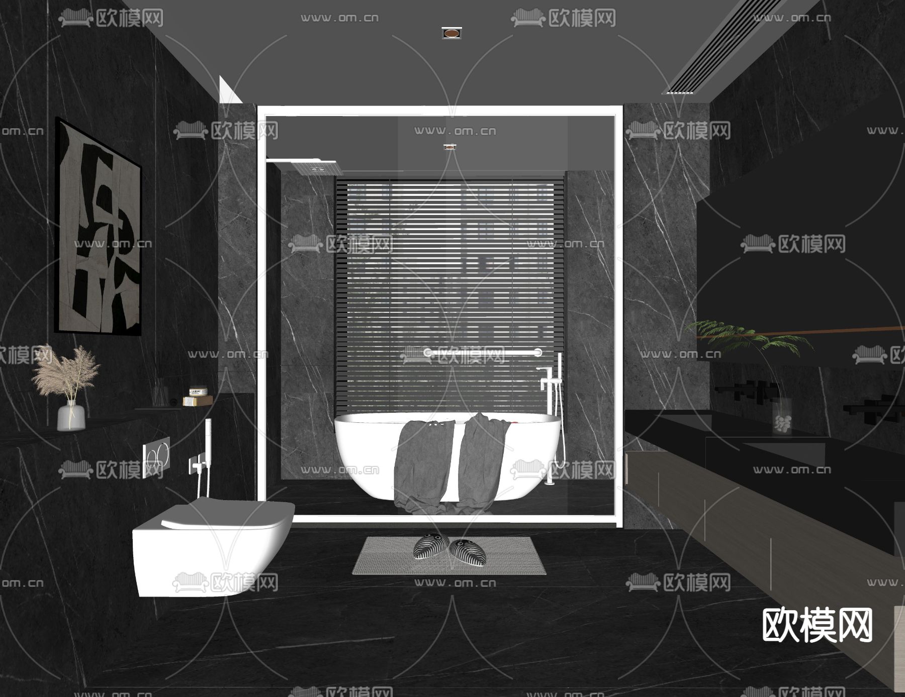现代卫生间 浴室su模型下载（渲染图2）