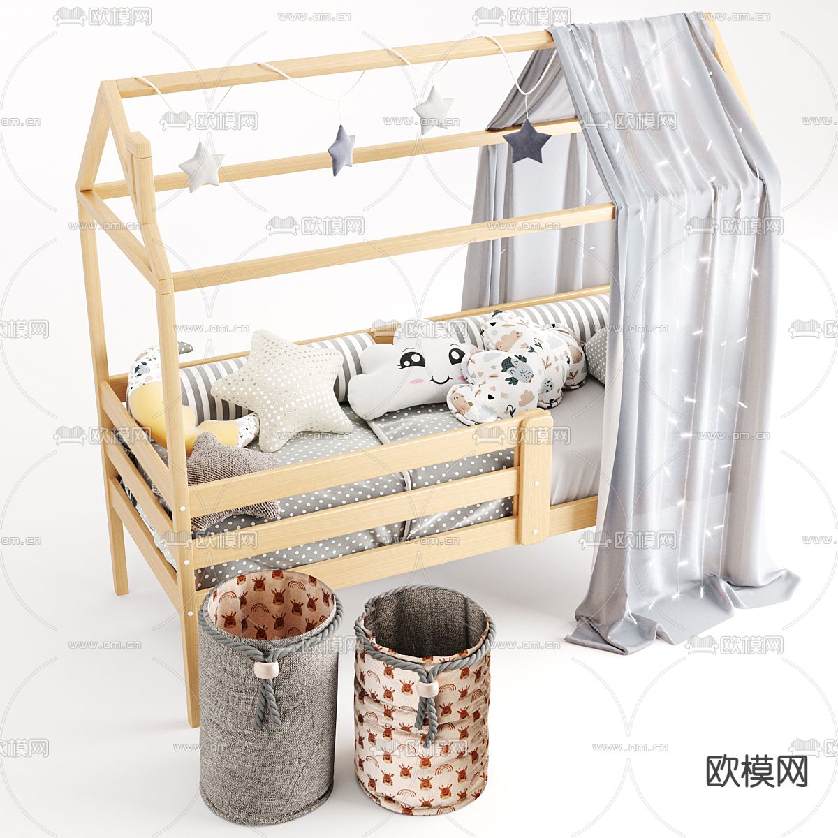 婴儿床 BB床3d模型下载（渲染图1）