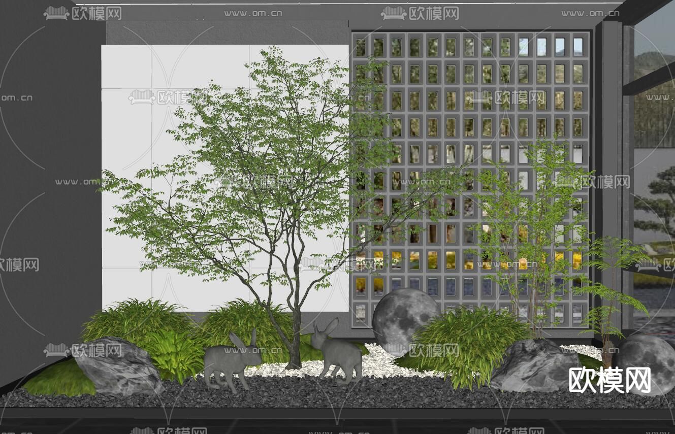 植物堆小品su模型下载（渲染图2）