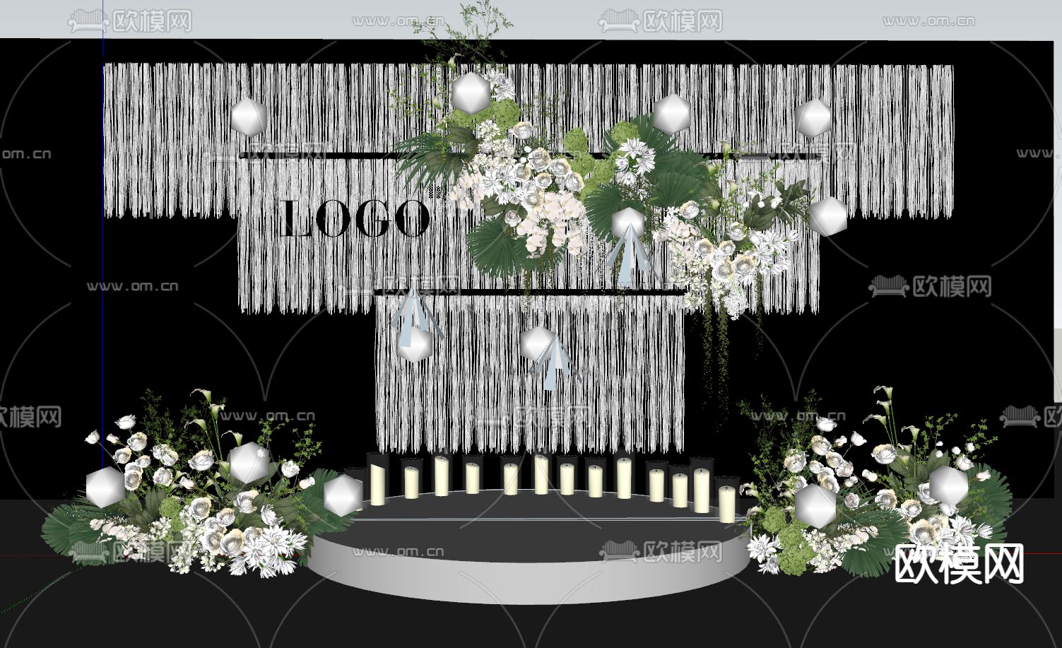 婚礼舞台 美陈su模型下载（渲染图3）