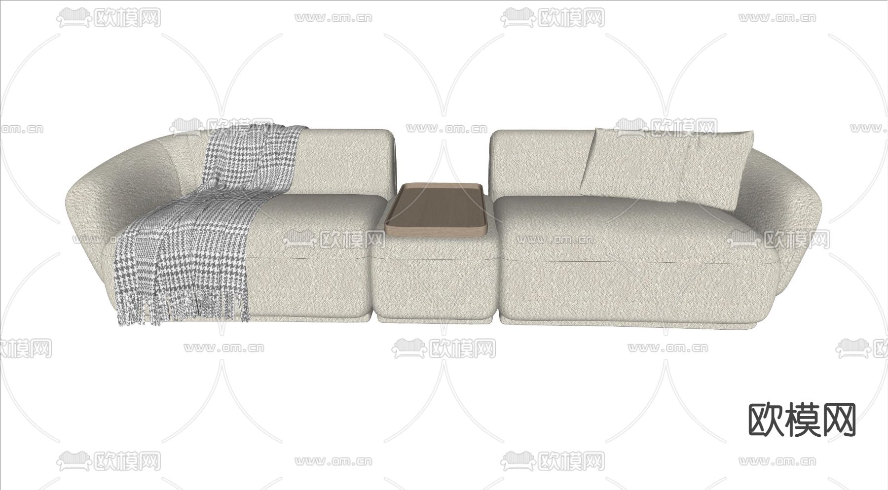 Baxter 奶油风布艺沙发su模型下载（渲染图2）