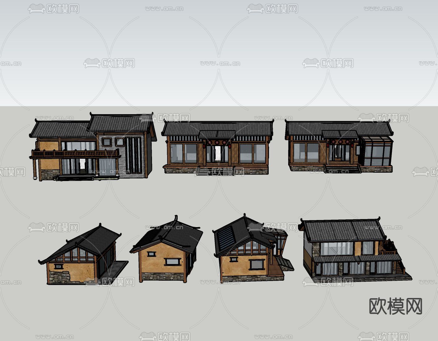 新中式乡村民房su模型下载（渲染图2）