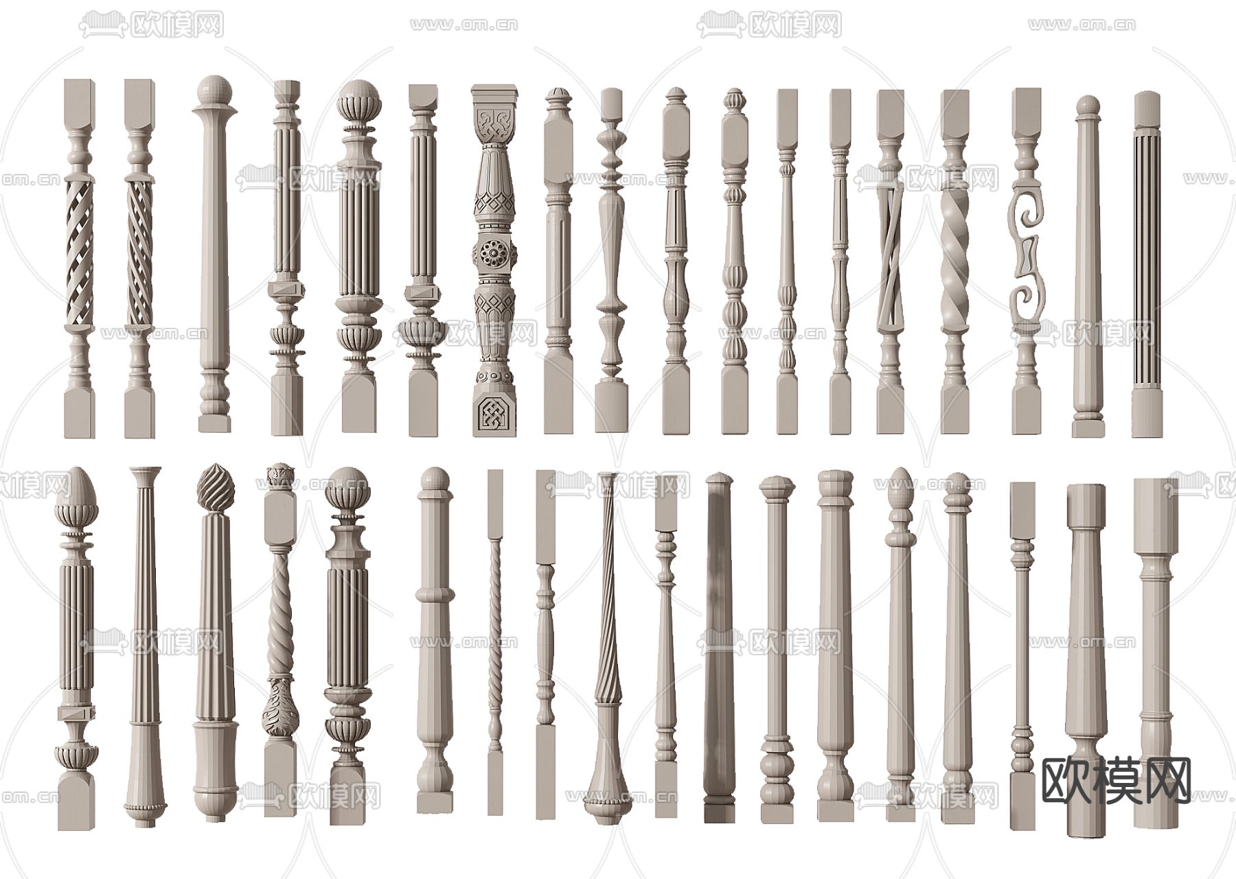 欧式柱子 栏杆柱3d模型下载