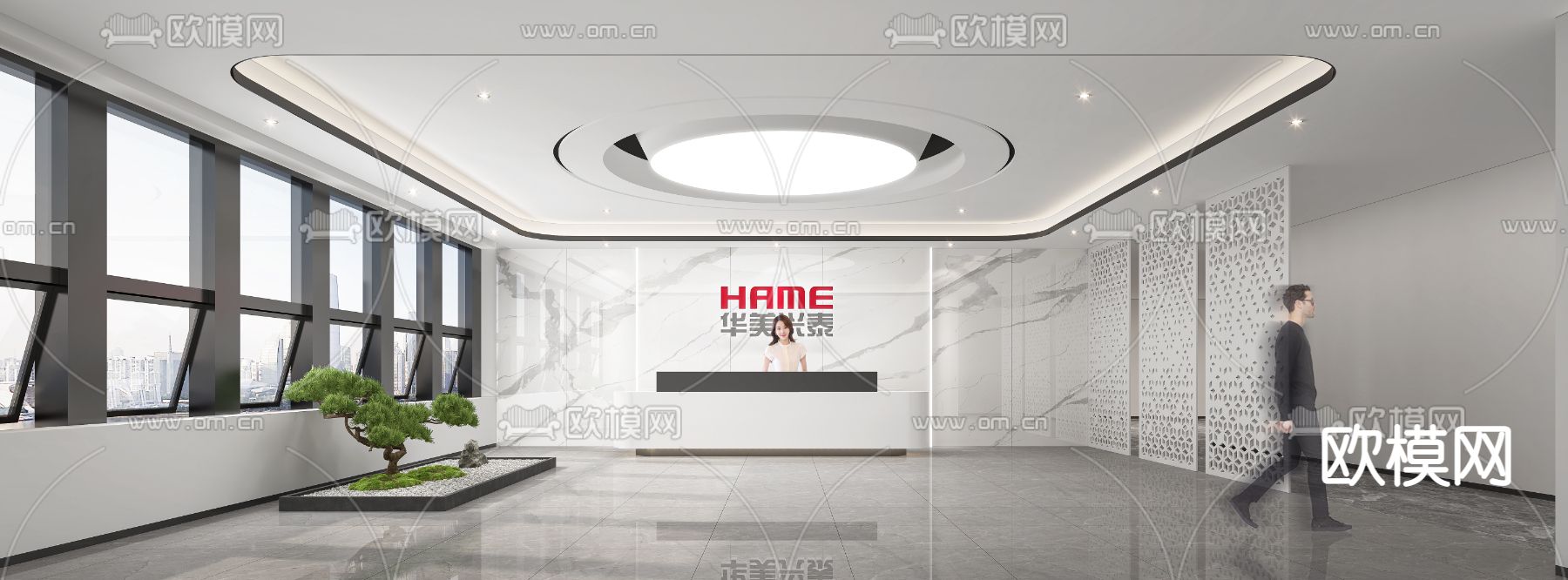 公司前台接待3d模型下载（渲染图1）