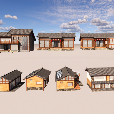  新中式乡村民房su模型 