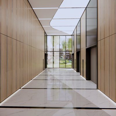  电梯厅 走廊 过道su模型 