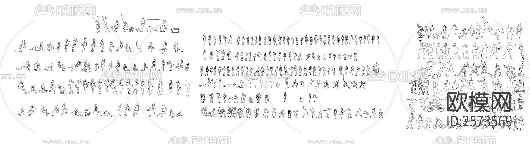 各种人物CAD图库下载（渲染图3）