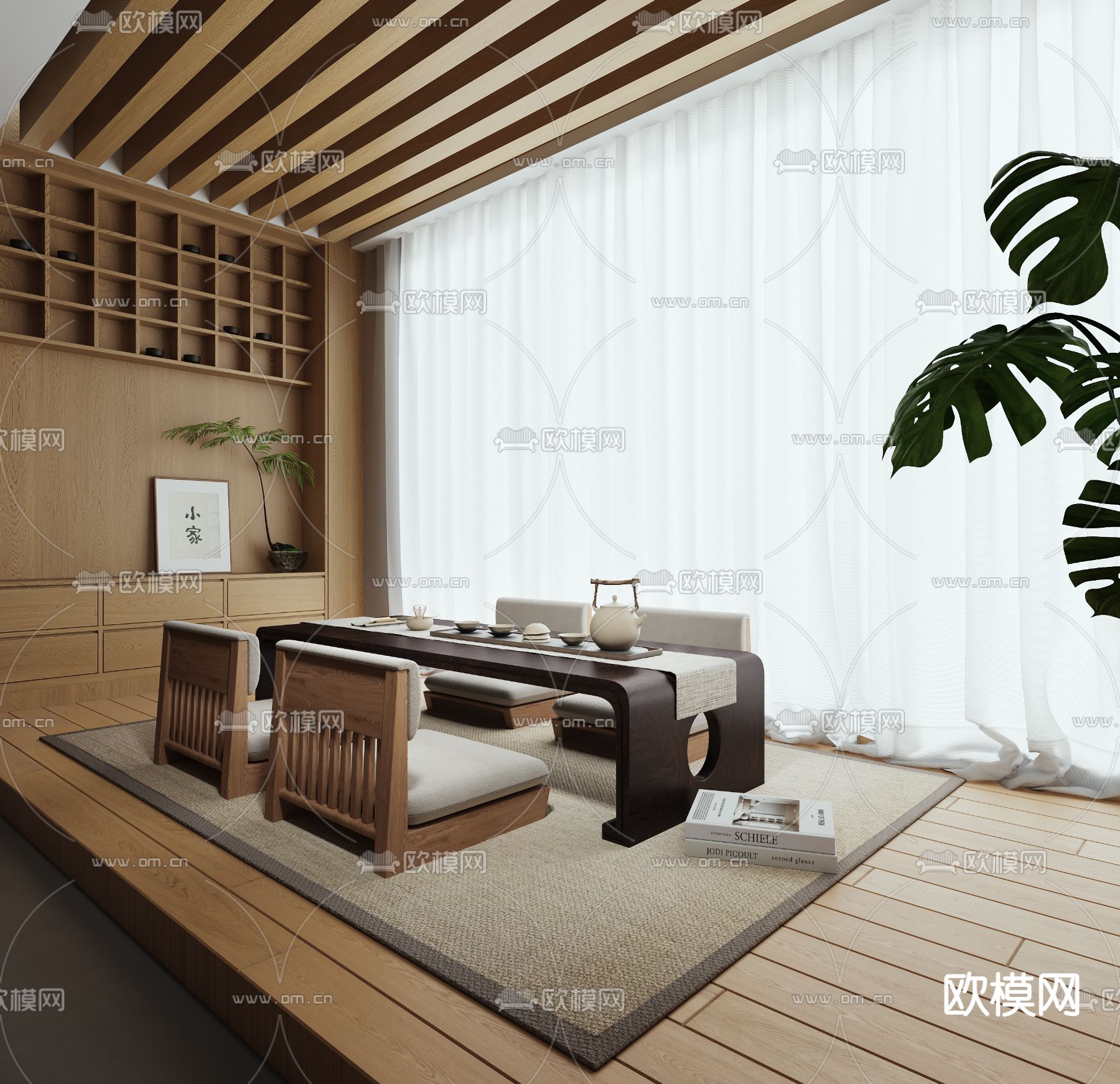 榻榻米茶室3d模型下载