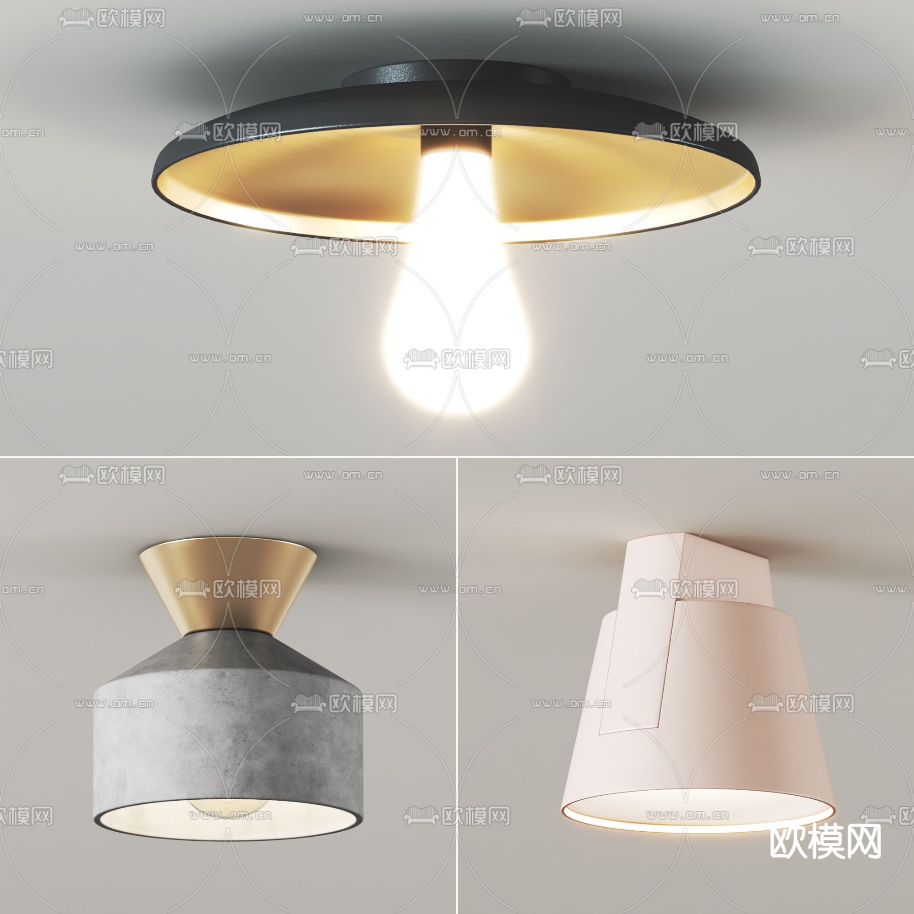 北欧吸顶灯su模型下载（渲染图1）