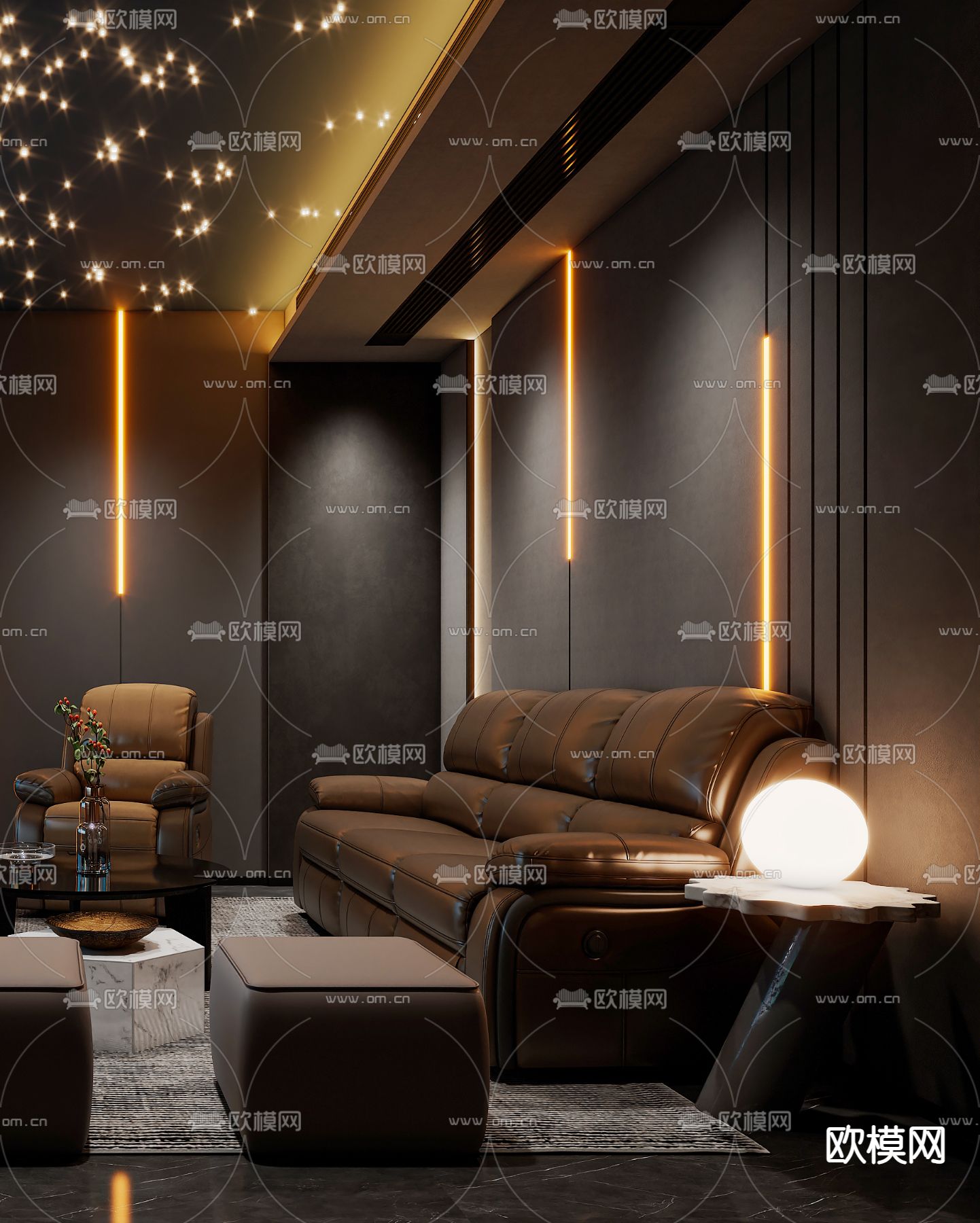 影音室 视听室 家庭影院3d模型下载（渲染图2）