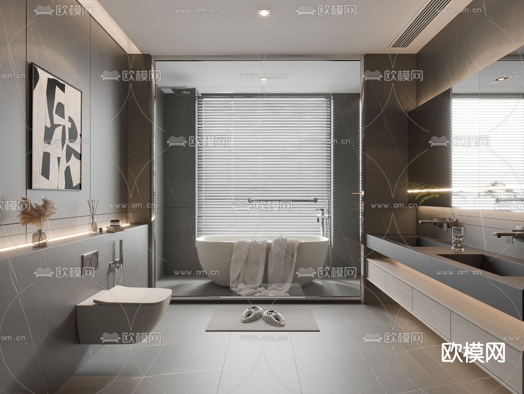 现代卫生间 浴室su模型下载（渲染图1）