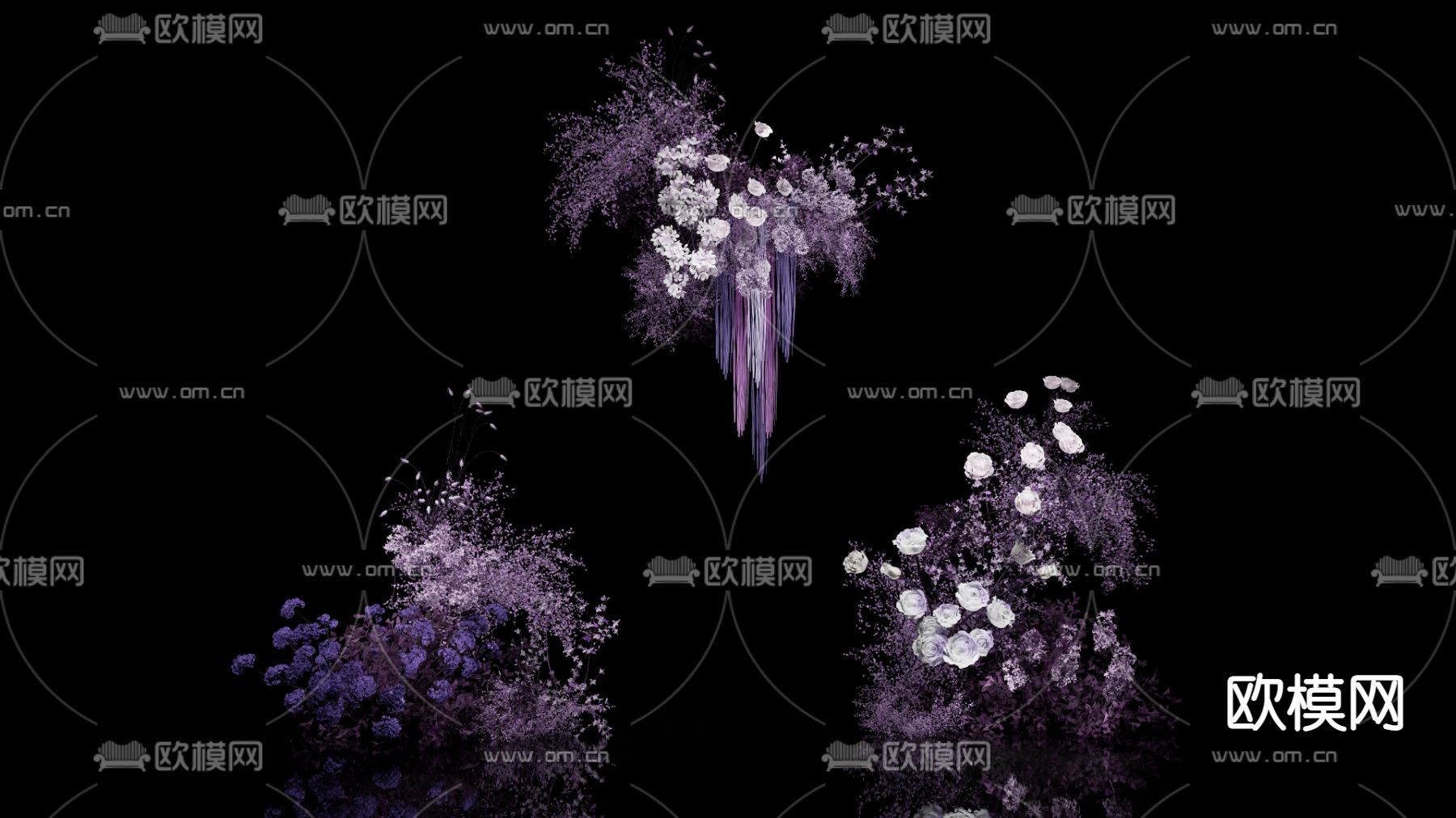 现代浅紫色花卉su模型下载