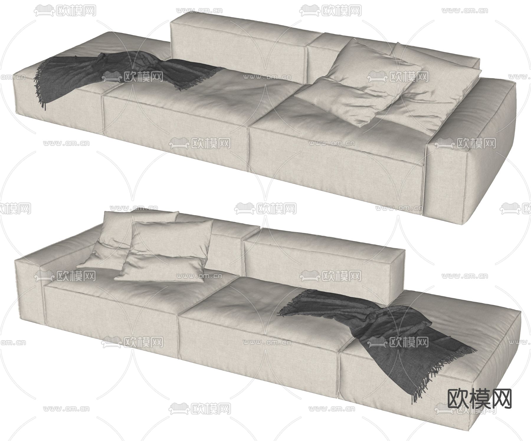 poliform豆腐块沙发 软体沙发su模型