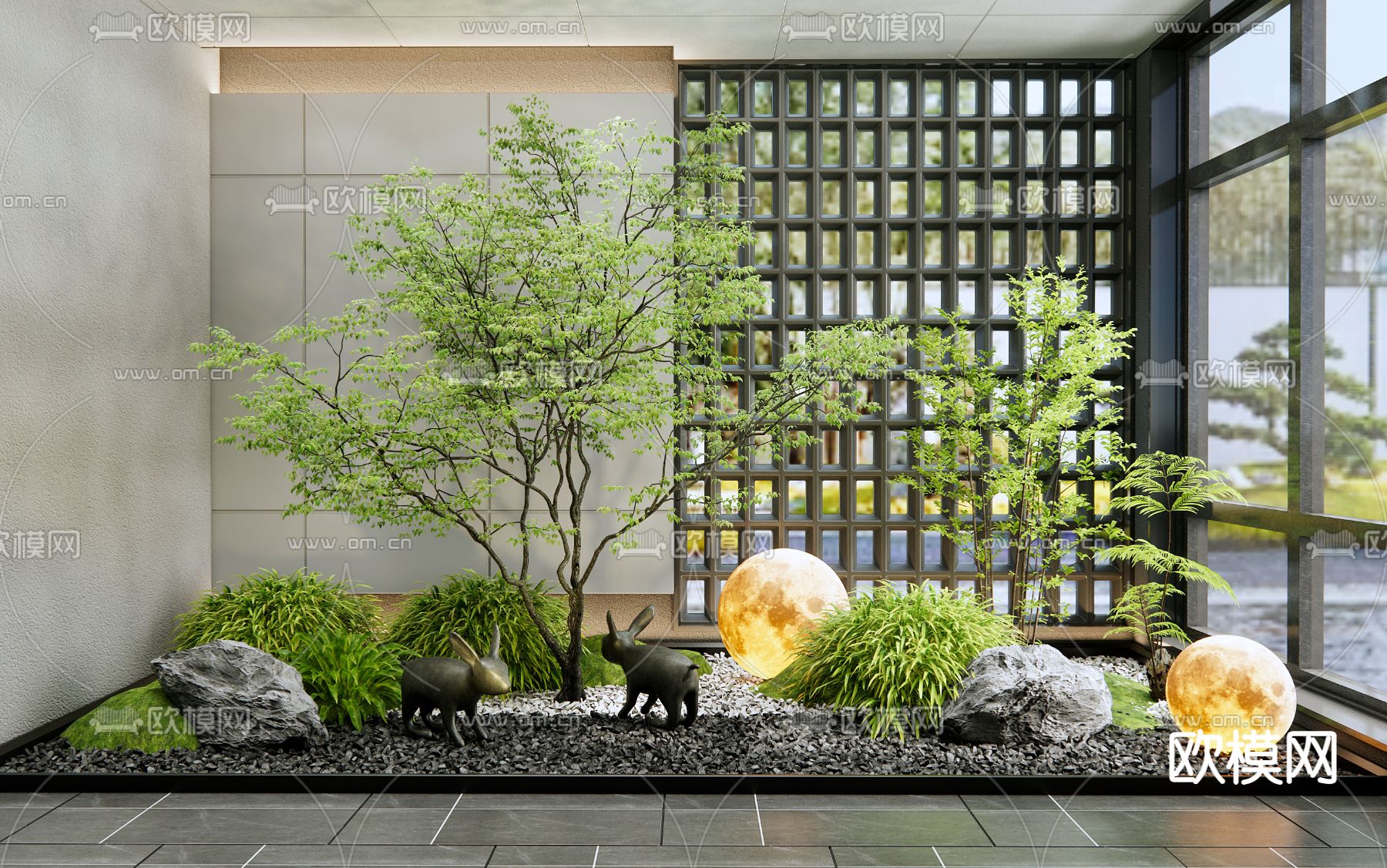 植物堆小品su模型下载（渲染图1）