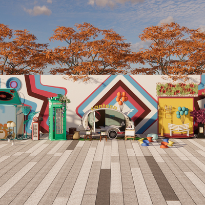  商业街外摆su模型 