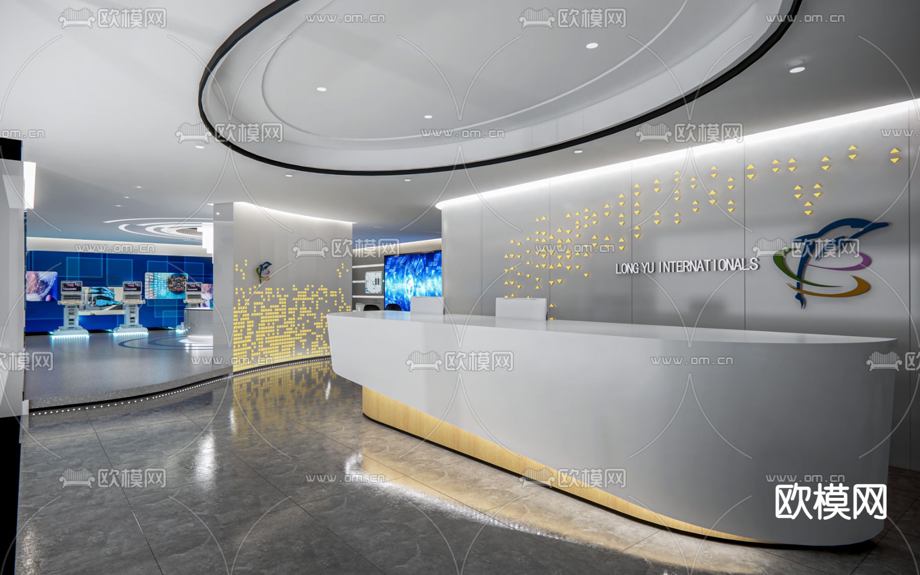 公司前台 接待处su模型下载（渲染图1）