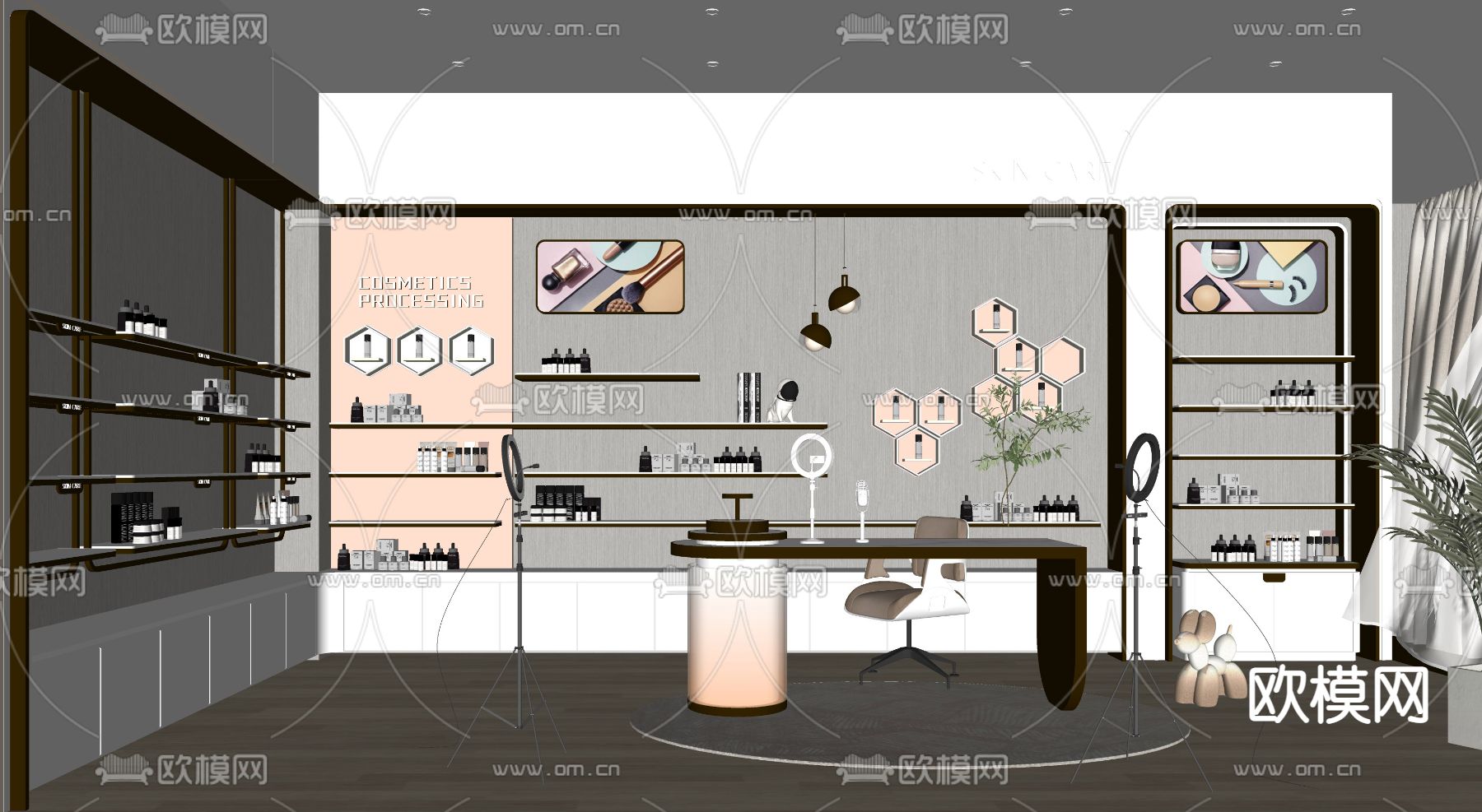 化妆品直播间su模型下载（渲染图2）