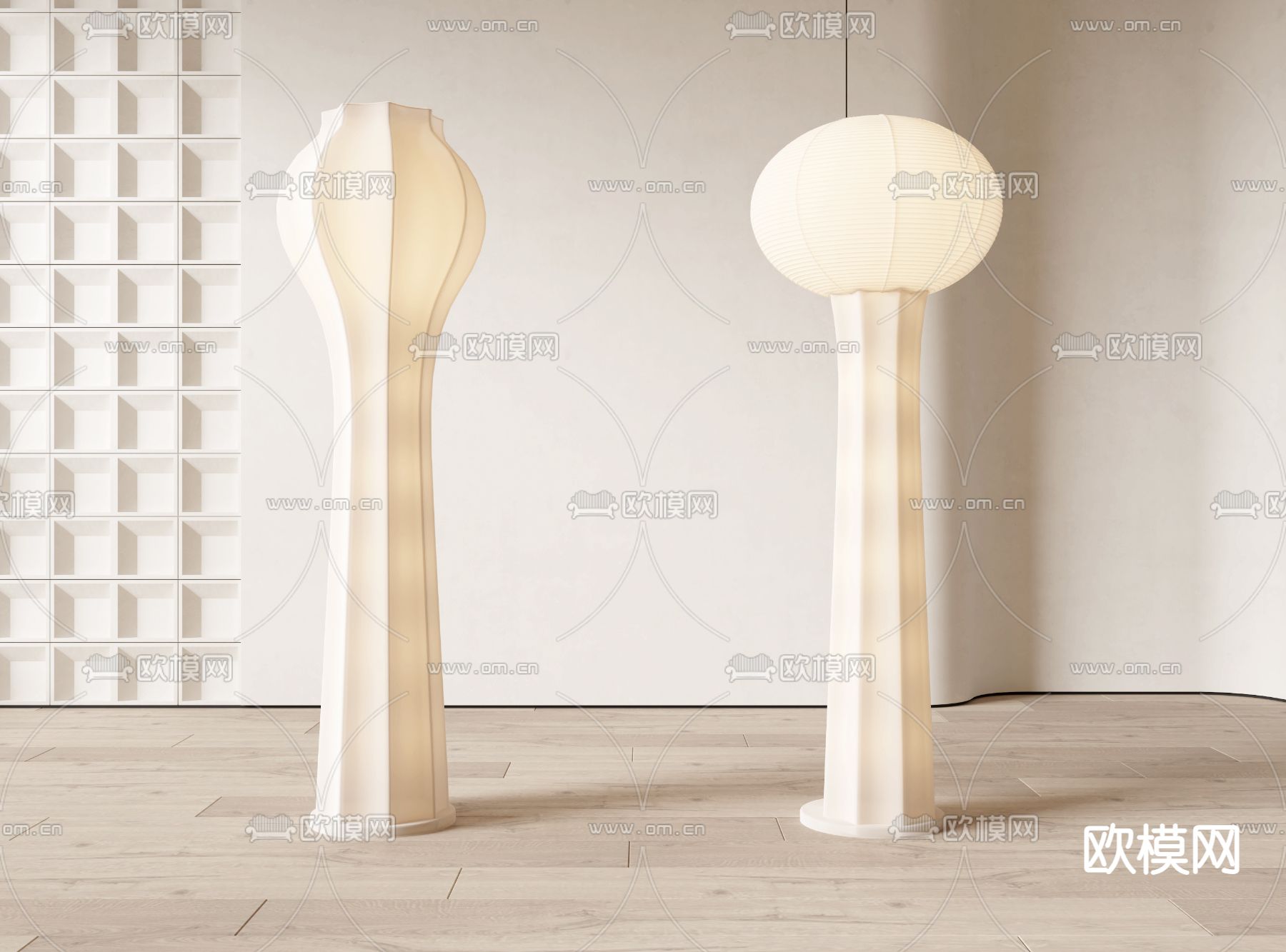 侘寂风落地灯3d模型下载