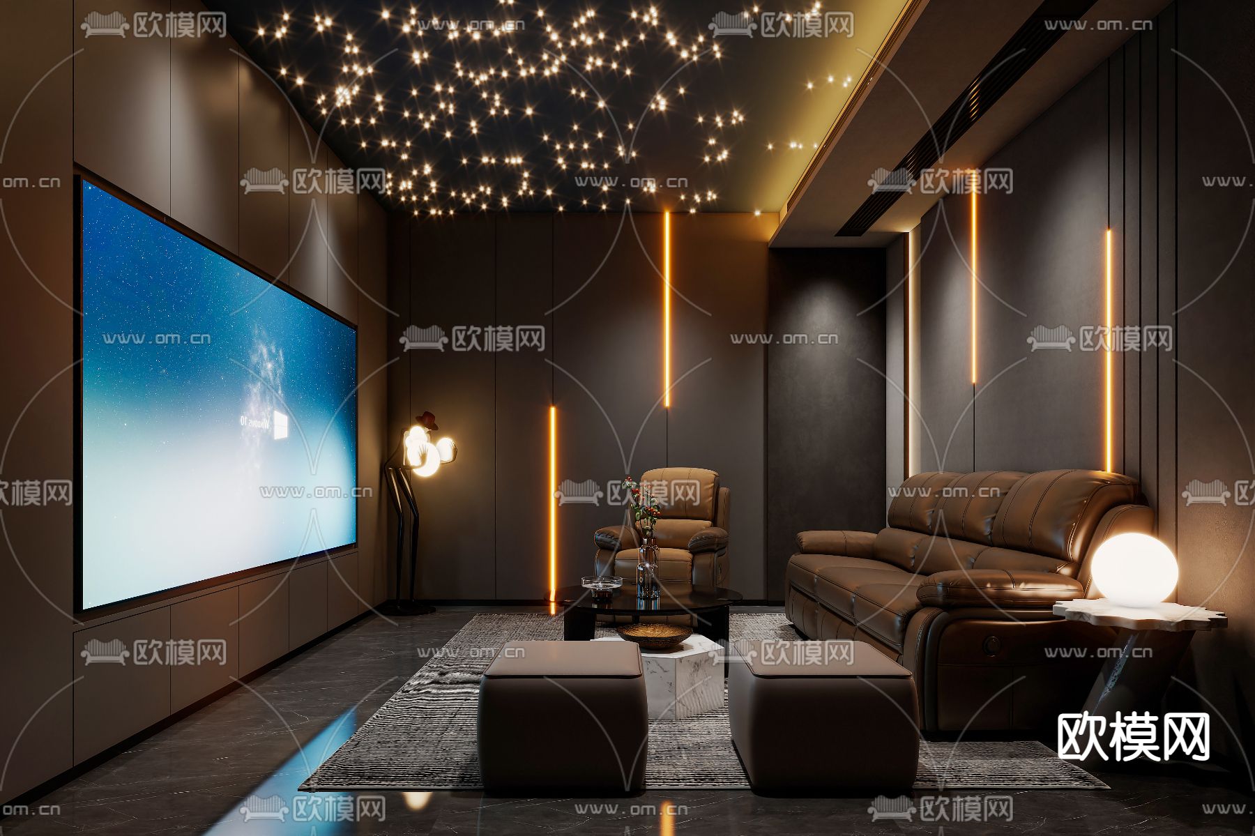 影音室 视听室 家庭影院3d模型下载（渲染图3）