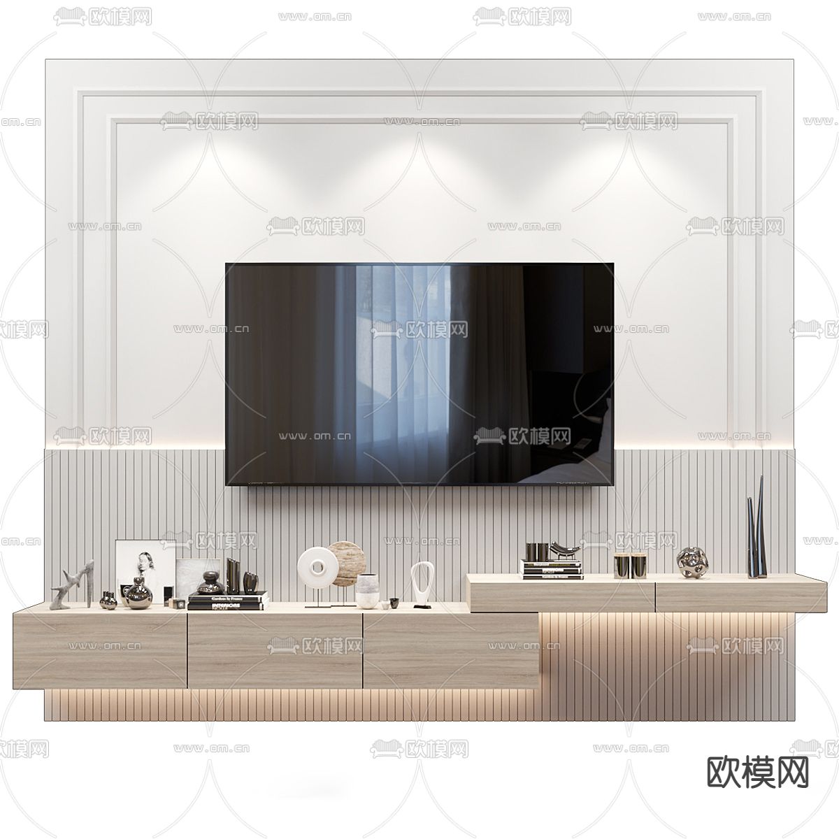 电视柜背景墙3d模型下载