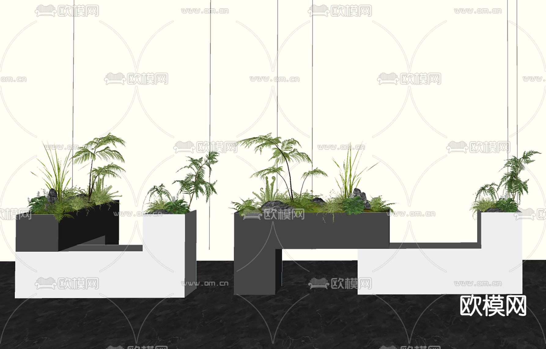 花箱 花坛su模型下载（渲染图2）
