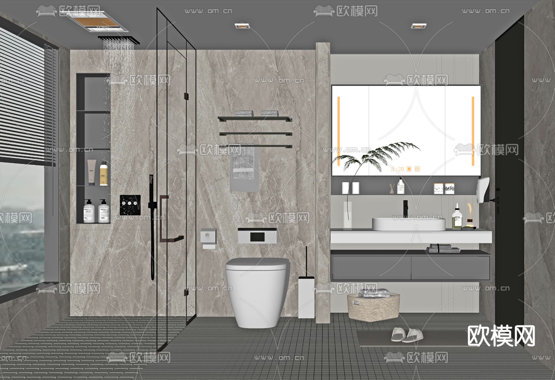 卫生间 洗手间 浴室su模型下载（渲染图2）