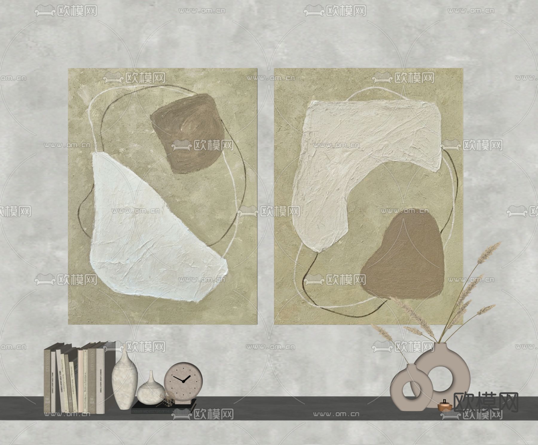 侘寂装饰画su模型下载（渲染图2）