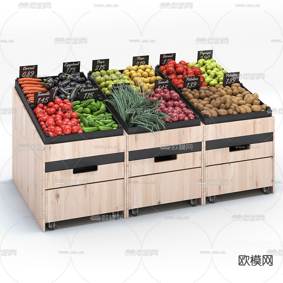 蔬菜 水果 果蔬货架3d模型下载