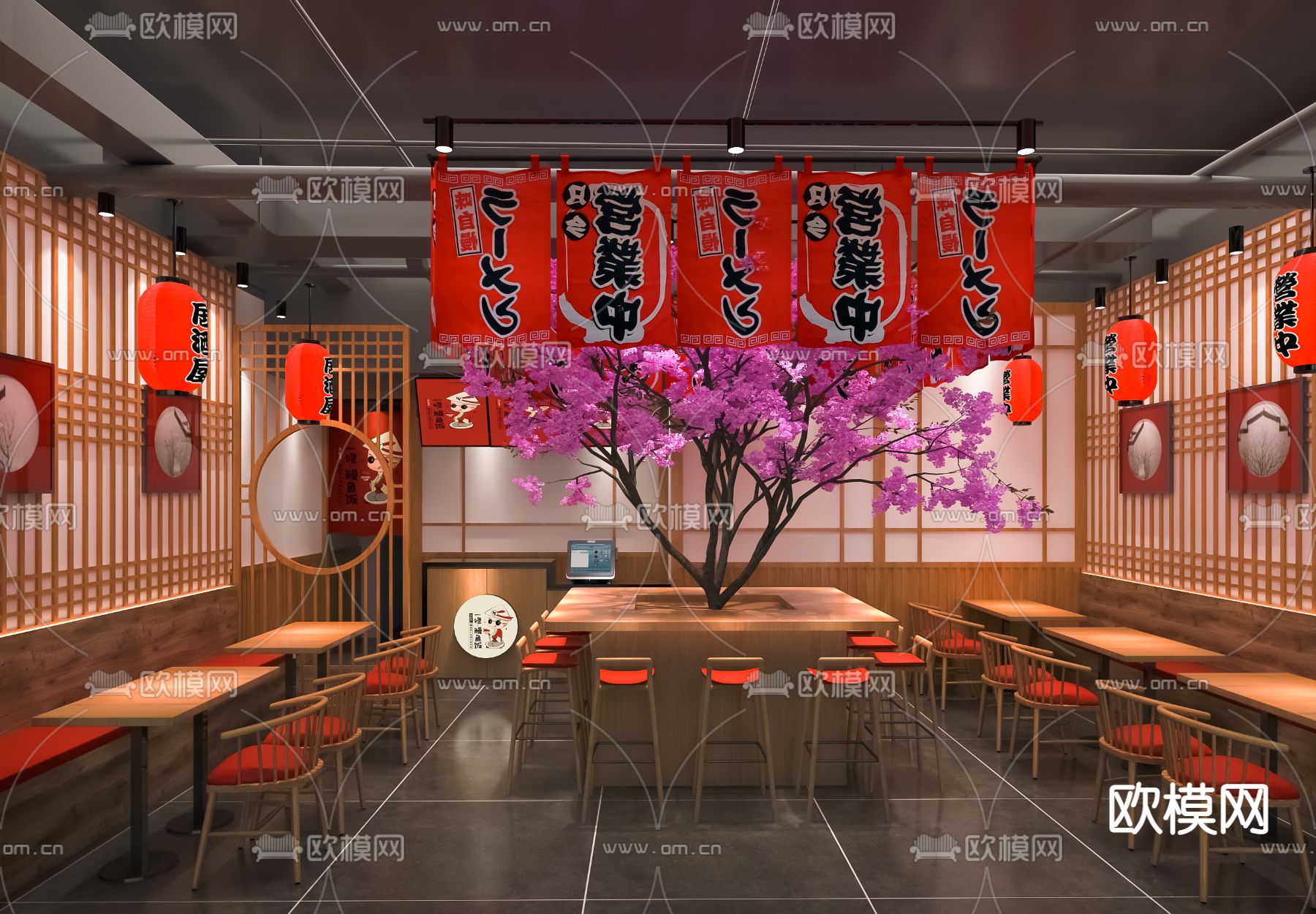 日式料理店 寿司店 居酒屋su模型下载_ID14027261_sketchup模型下载-欧模网