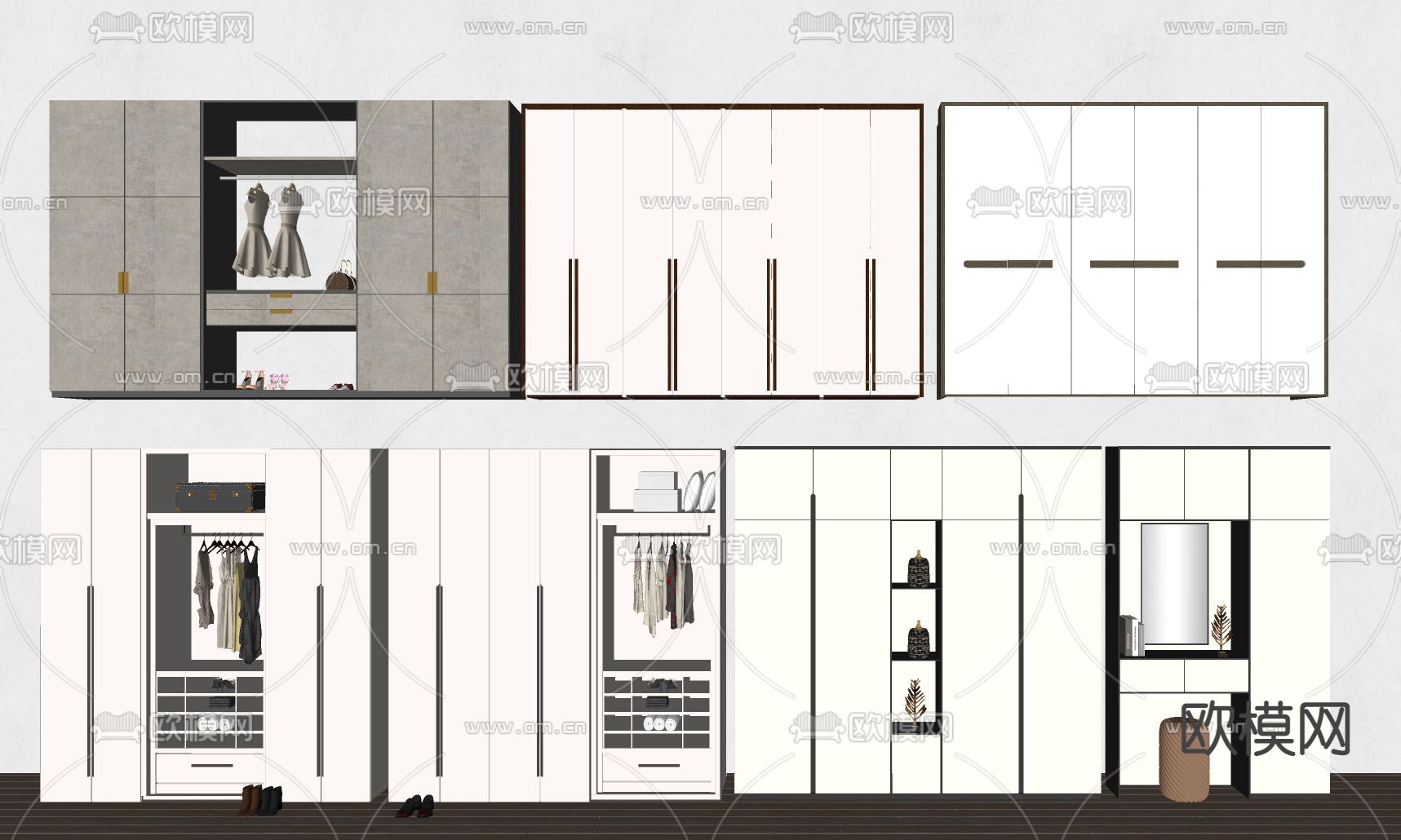 现代衣柜su模型下载（渲染图1）
